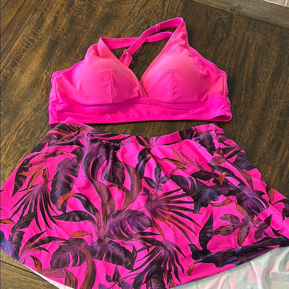 Torrid Pink Bikini with Tropical Print